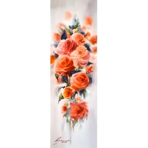 Shaima Umer,  7 x 21 Inch, Watercolor on Paper, Floral Painting, AC-SHA-067